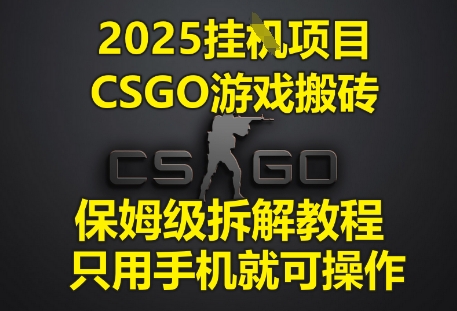 2025挂G项目，CSGO游戏搬砖，保姆级拆解教程，只用手机就可操作