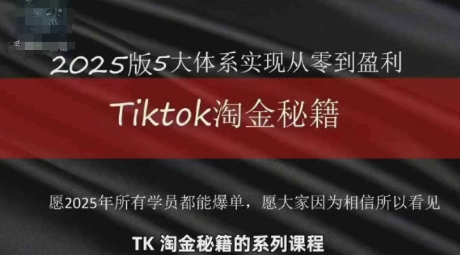 TikTok跨境2025淘金秘籍，​2025TikTok从0到盈利变现