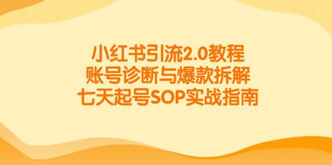 小红书引流2.0教程，账号诊断与爆款拆解，七天起号SOP实战指南