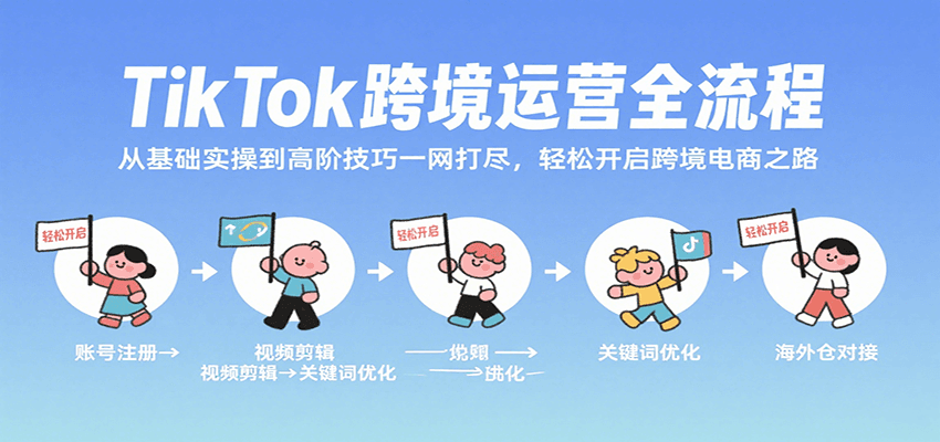 TikTok跨境运营全流程，从基础实操到高阶技巧一网打尽，轻松开启跨境电商之路