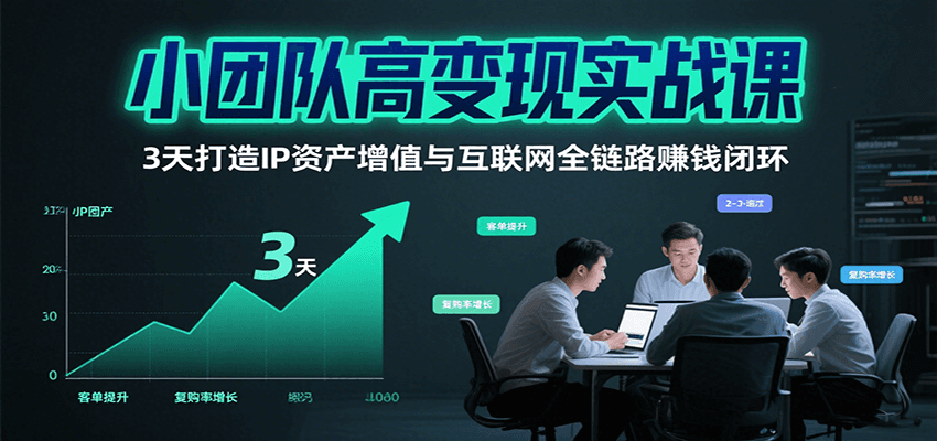 小团队高变现实战课，3天打造IP资产增值与互联网全链路赚钱闭环（第二期）