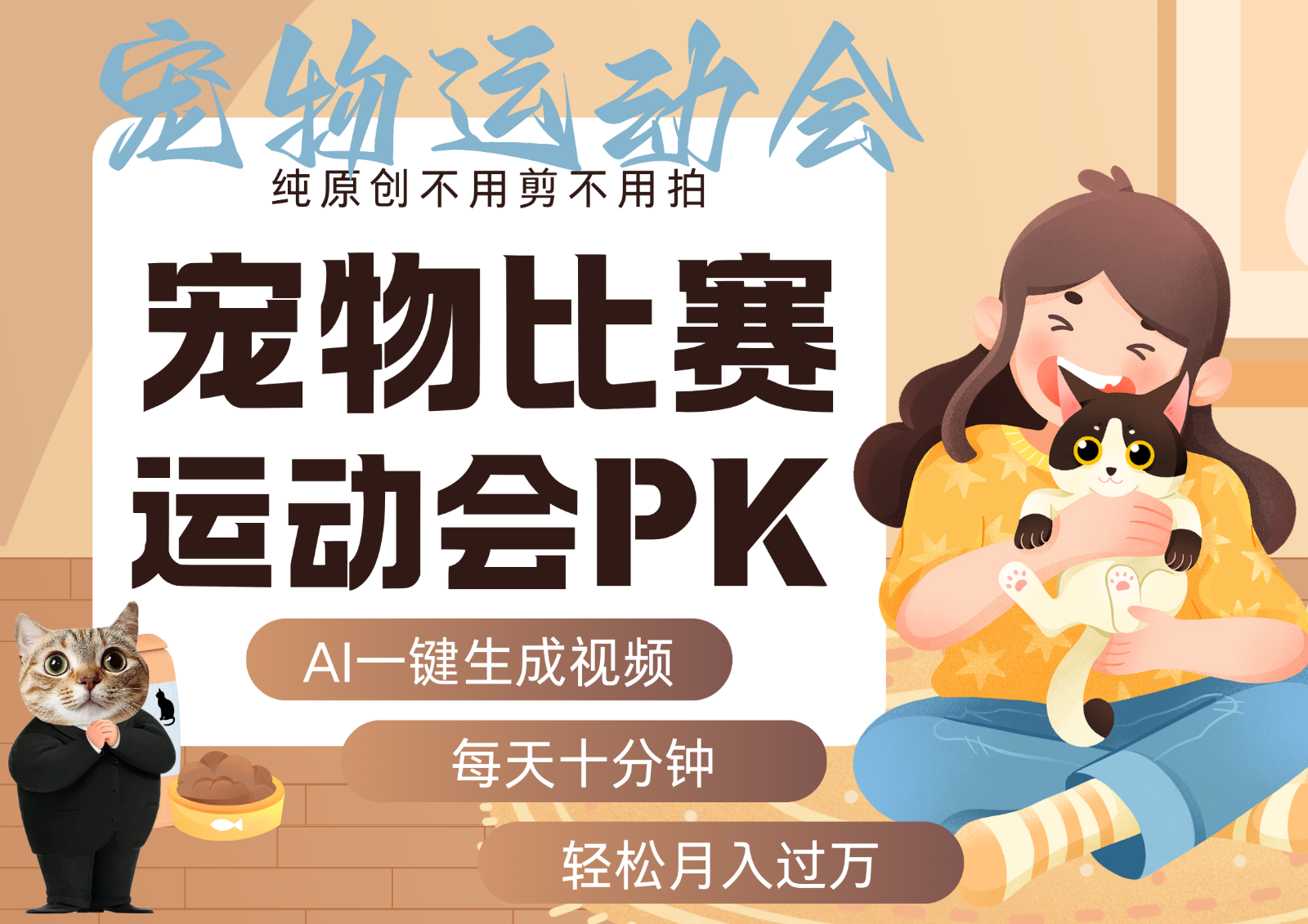 AI萌宠运动员跳水 射击  篮球  足球比赛   每天十分钟 附详细提示词文案库  代替做…