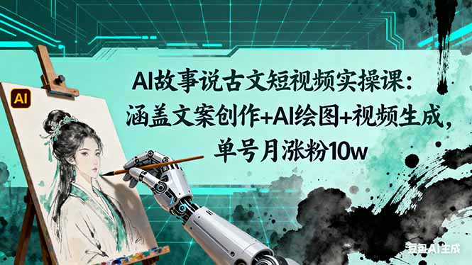 （16369期）AI故事说古文短视频实操课：涵盖文案创作+AI绘图+视频生成，单号月涨粉10w