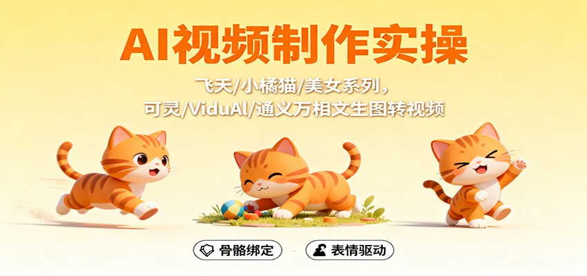 AI视频制作实操，飞天/小橘猫/美女系列，可灵/ViduAl/通义万相文生图转视频