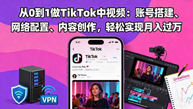 （16461期）从0到1做TikTok中视频：账号搭建、网络配置、内容创作，轻松实现月入过万