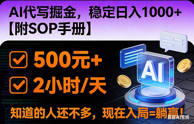 （16841期）2026风口项目,AI代写掘金，稳定日入1000+，掌握核心技能【附SOP手册】