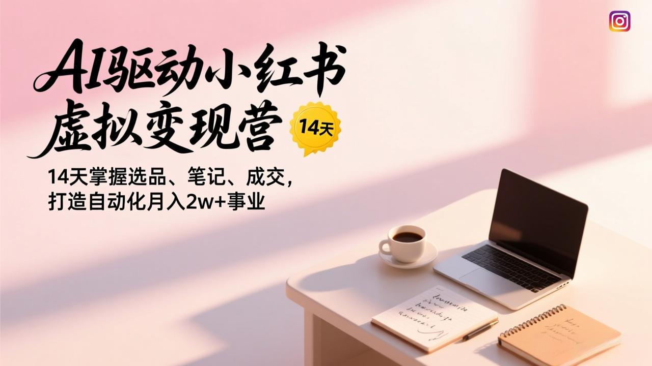 (17204期)AI驱动小红书虚拟变现营,14天掌握选品、笔记、成交,打造自动化月入2w+事业