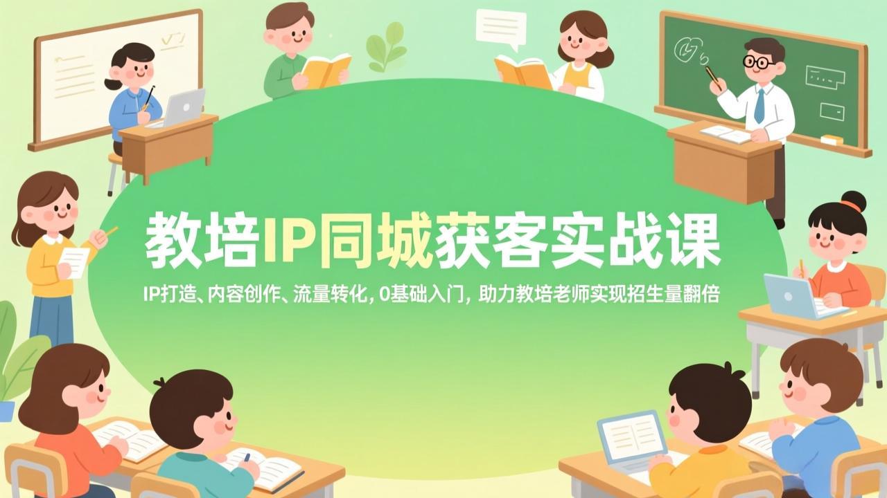 （17341期）教培IP同城获客实战课，IP打造、内容创作、流量转化，0基础入门，助力教培老师实现招生量翻倍