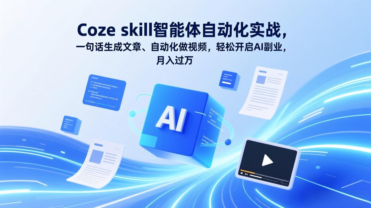 (17399期)Coze skill智能体自动化实战,一句话生成文章、自动化做视频,轻松开启AI副业,月入过万