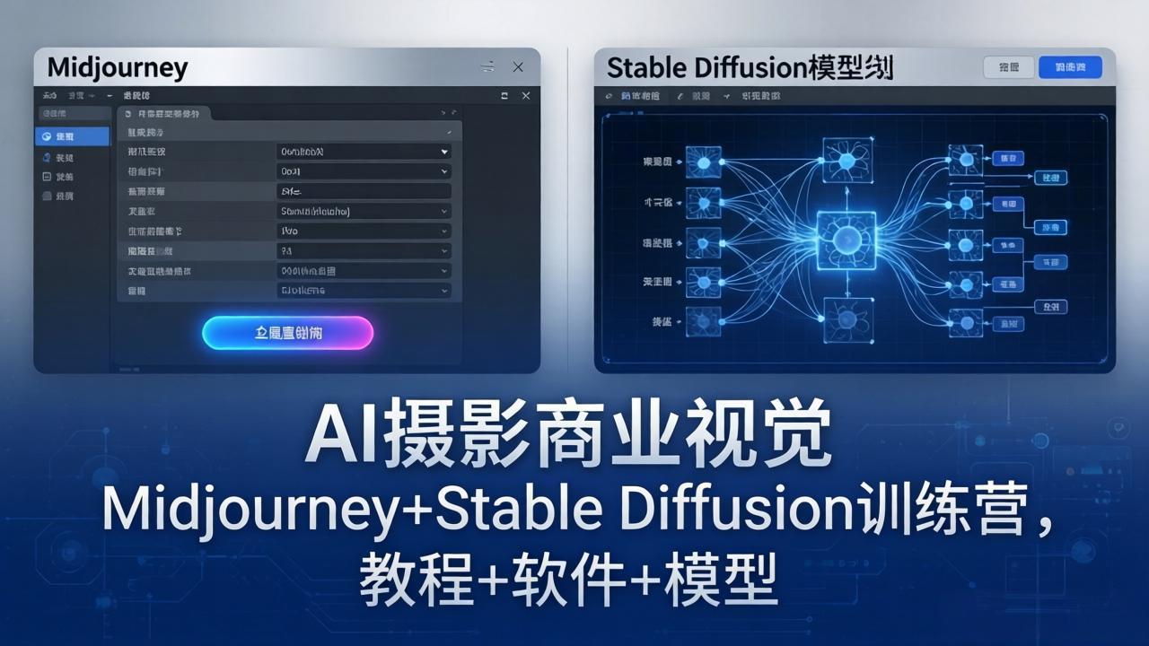 （18271期）AI摄影商业视觉Midjourney+Stable Diffusion训练营，教程+软件+模型