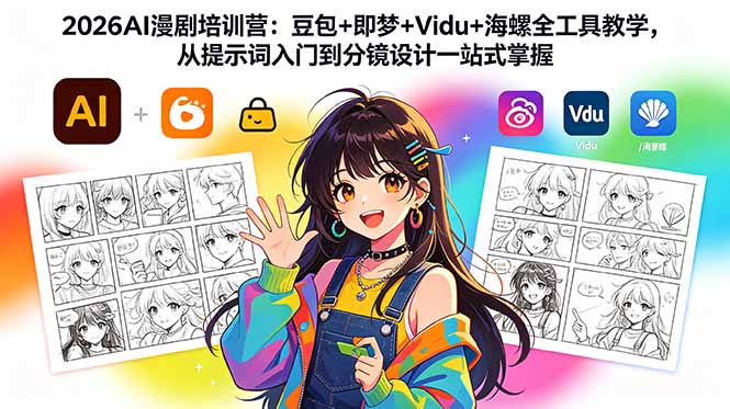 （18607期）2026AI漫剧培训营：豆包+即梦+Vidu+海螺全工具教学，从提示词入门到分镜设计一站式掌握