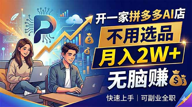 （18520期）开一家拼多多AI店，不用选品，月入2W+，无脑赚，可副业全职