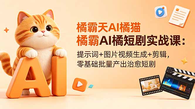 （18542期）橘霸天AI橘猫短剧实战课：提示词+图片视频生成+剪辑，零基础批量产出治愈短剧