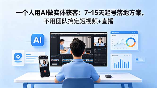 （18432期）一个人用AI做实体获客：7-15天起号落地方案，不用团队搞定短视频+直播