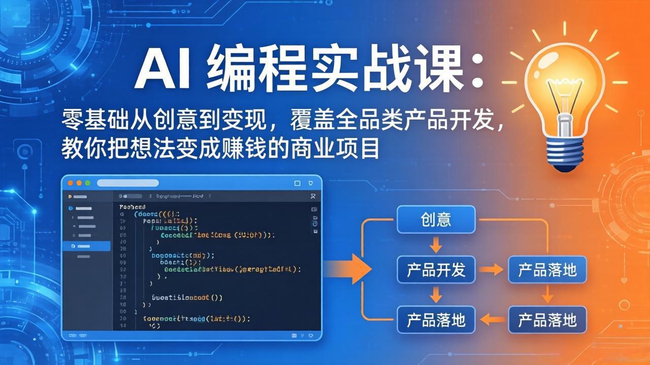 (18670期)AI编程实战课-第三期-5月更新:零基础从创意到变现,覆盖全品类产品开发,把想法变成赚钱项目