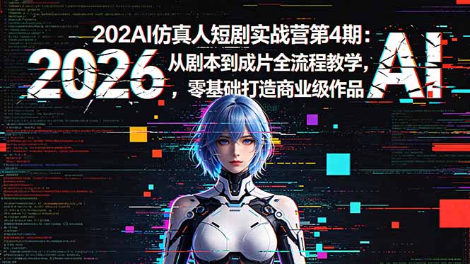 (18655期)2026AI仿真人短剧实战营第4期:从剧本到成片全流程教学,零基础打造商业级作品