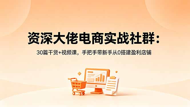(18529期)资深大佬电商实战社群:30篇干货+视频课,手把手带新手从0搭建盈利店铺