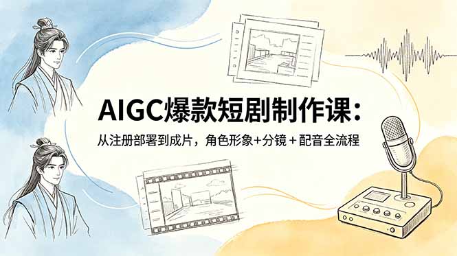 （18676期）AIGC爆款短剧制作课：从注册部署到成片，角色形象+分镜+配音全流程