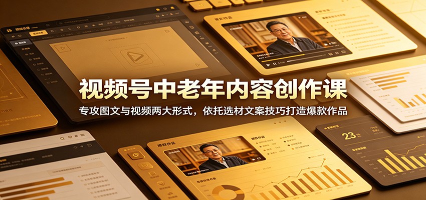 视频号中老年内容创作课:专攻图文与视频两大形式,依托选材文案技巧打造爆款作品