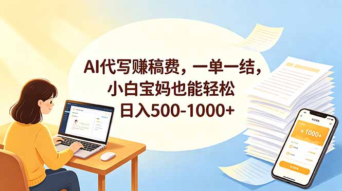 (18772期)AI代写赚稿费,一单一结,小白宝妈也能轻松日入500-1000+