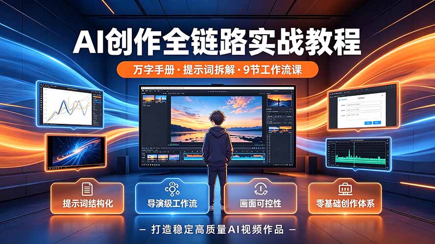 (19247期)AI创作全链路实战教程|万字手册·提示词拆解·9节工作流课,打造稳定高质量AI视频作品