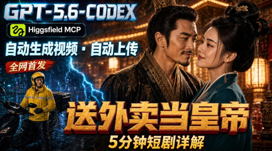 （19540期）GPT-5.6 Codex+Higgsfield MCP：一条指令生成5分钟短剧并自动上传YouTube（油管）