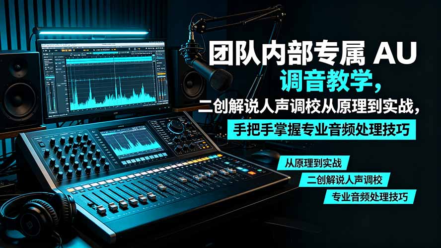 (19517期)某大佬团队内部专属 AU 调音教学,二创解说人声调校从原理到实战,手把手掌握专业音频处理技巧
