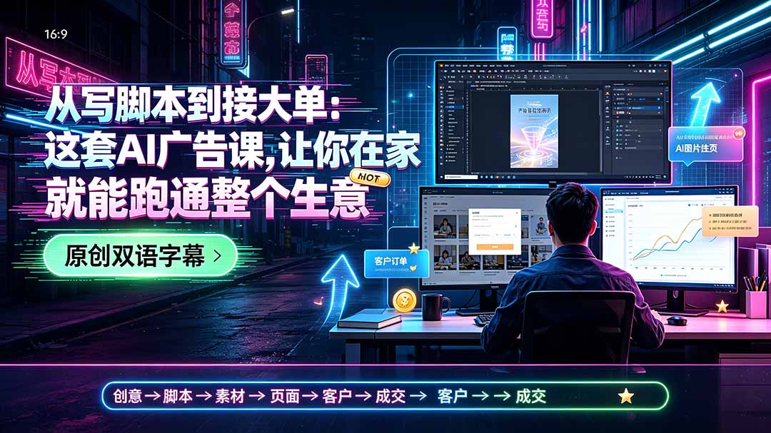 (19318期)从写脚本到接大单:这套AI广告课,让你在家就能跑通整个生意【原创双语字幕】