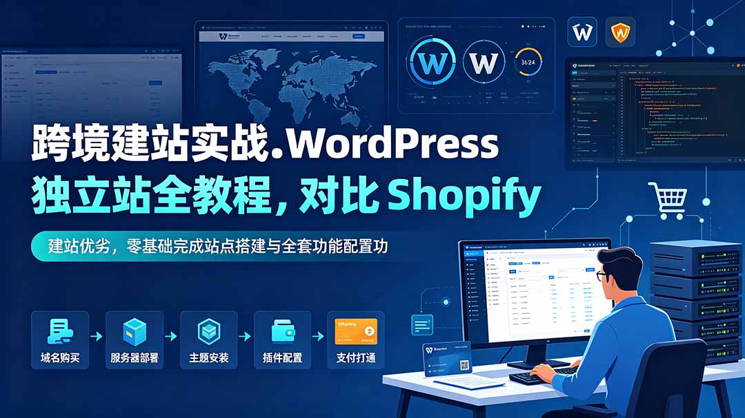 （19546期）跨境建站实战：WordPress 独立站全教程，对比 Shopify 建站优劣，零基础完成站点搭建与全套功能配置
