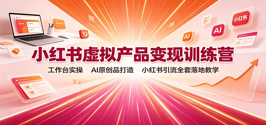小红书虚拟产品变现训练营:工作台实操,AI原创品打造,小红书引流全套落地教学