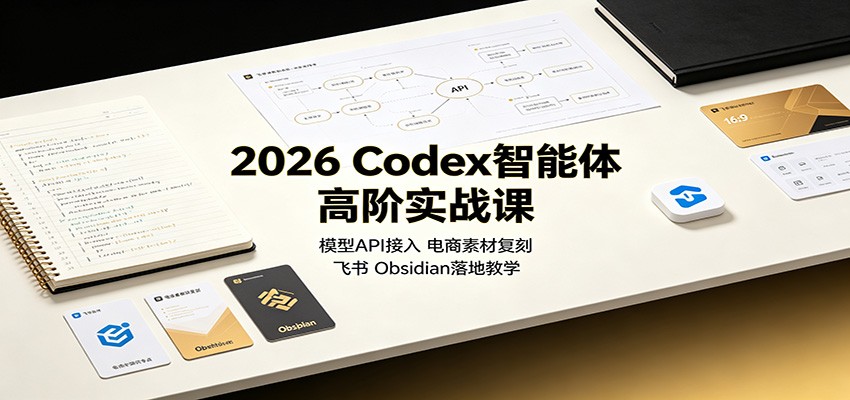 2026 Codex智能体高阶实战课:模型API接入,电商素材复刻,飞书Obsidian落地教学
