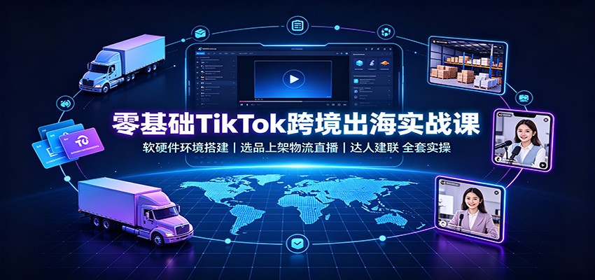 零基础TikTok跨境出海实战课:软硬件环境搭建,选品上架物流直播,达人建联全套实操