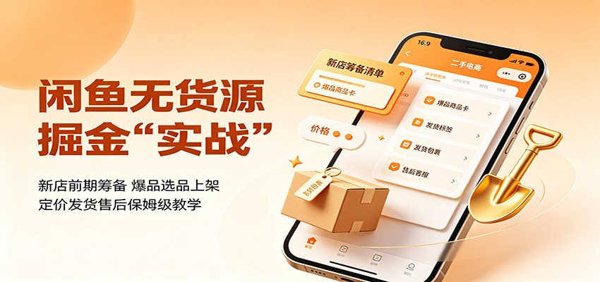 闲鱼无货源掘金实战:新店前期筹备,爆品选品上架,定价发货售后保姆级教学
