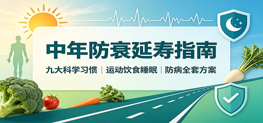 中年防衰延寿指南：九大科学习惯，运动饮食睡眠防病全套方案