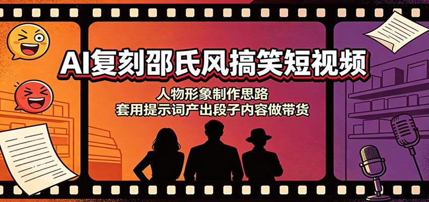 AI复刻邵氏风搞笑短视频:人物形象制作思路,套用提示词产出段子内容做带货