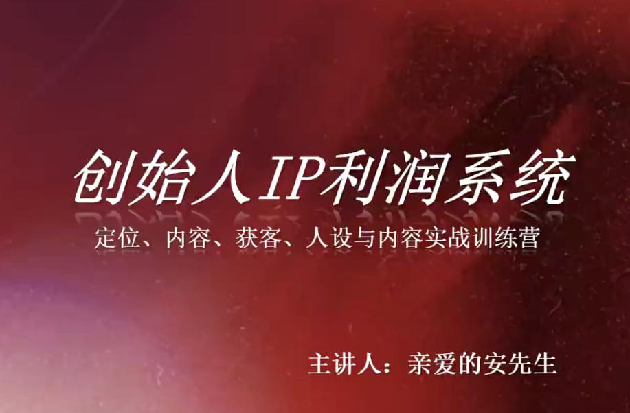 创始人IP利润系统8月训练营，定位、内容、获客、人设与内容实战训练营