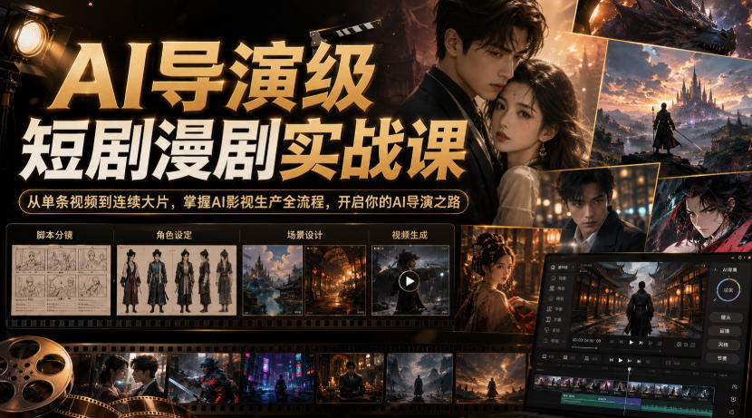 AI导演级短剧漫剧实战课,从单条视频到连续大片,掌握AI影视生产全流程,开启你的AI导演之路!