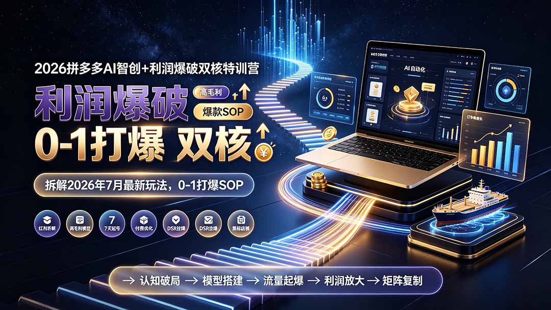 （19804期）2026拼多多AI智创+利润爆破双核特训营-更新：拆解2026年7月最新玩法，0-1打爆SOP