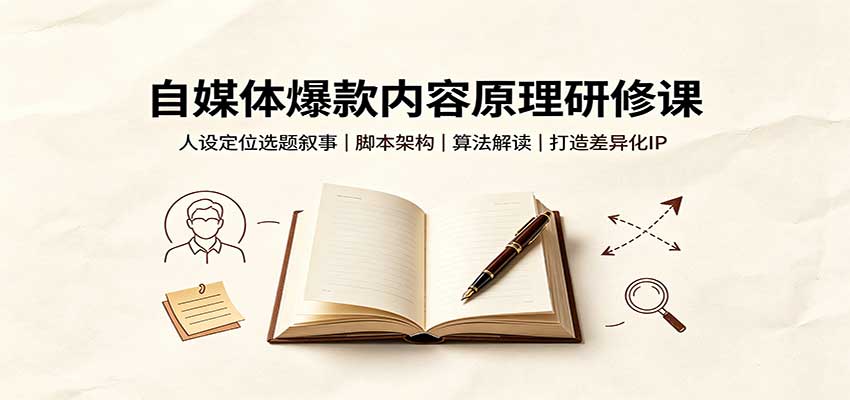 自媒体爆款内容原理研修课：人设定位选题叙事，脚本架构，算法解读打造差异化IP