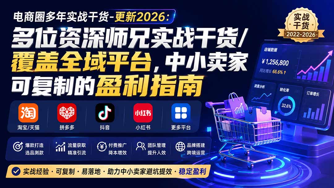 （20159期）电商圈多年实战干货-更新2026：多位资深师兄实战干货/覆盖全域平台，中小卖家可复制的盈利指南