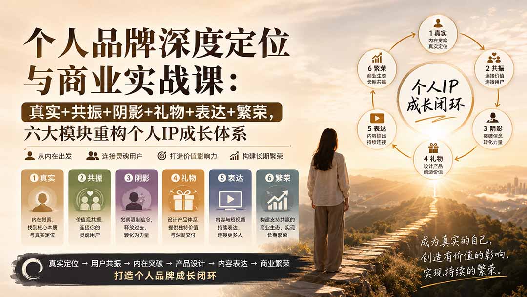 （20140期）个人品牌深度定位与商业实战课：真实+共振+阴影+礼物+表达+繁荣，六大模块重构个人IP成长体系