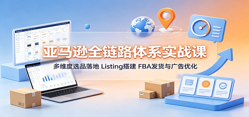 亚马逊全链路体系实战课：多维度选品落地，Listing搭建，FBA发货与广告优化