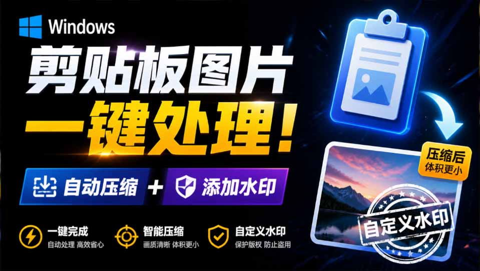 （19831期）Windows 剪贴板复制图片后，体积会暴涨数百倍？剪贴板图片一键自动压缩及添加水印工具