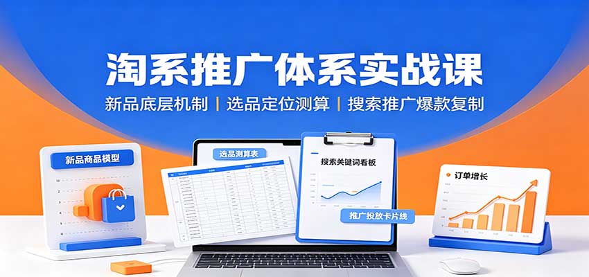 淘系推广体系实战课：新品底层机制，选品定位测算，搜索推广爆款复制