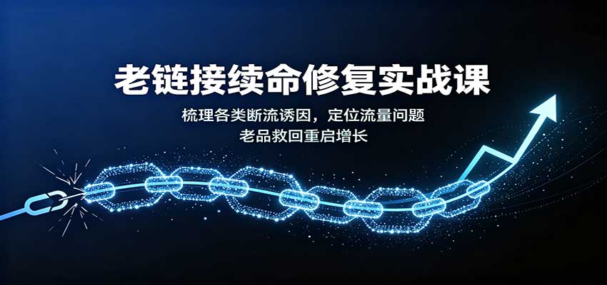老链接续命修复实战课：梳理各类断流诱因，定位流量问题，老品救回重启增长