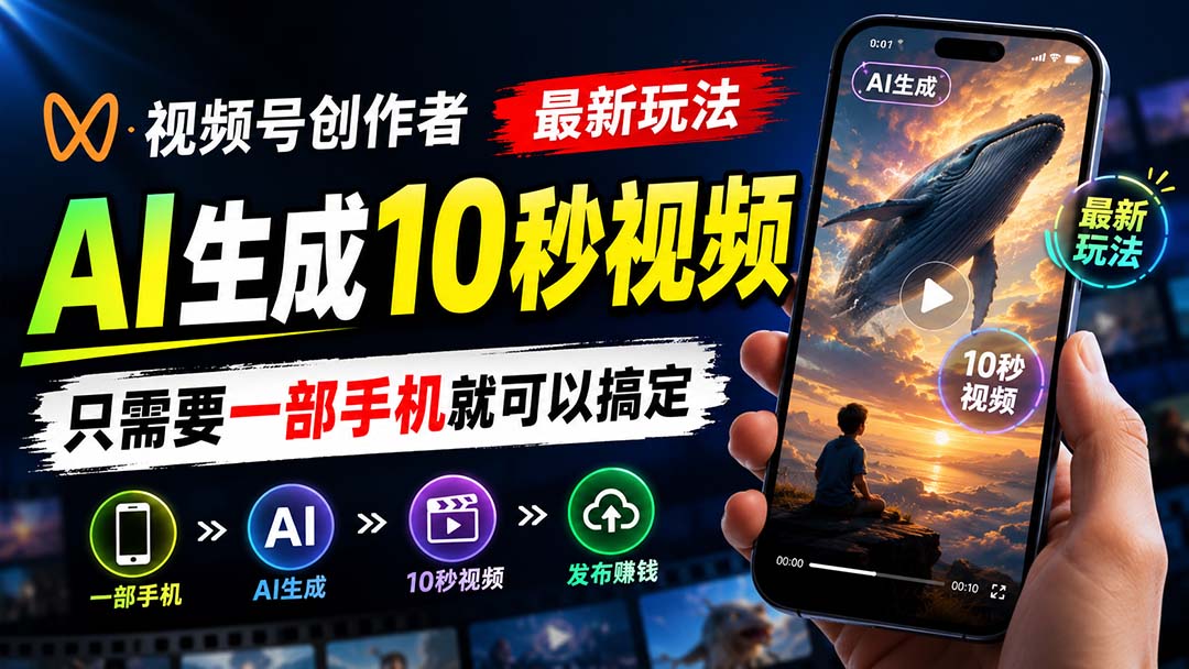 （20136期）视频号创作者最新玩法，AI生成10秒视频，只需要一部手机就可以搞定