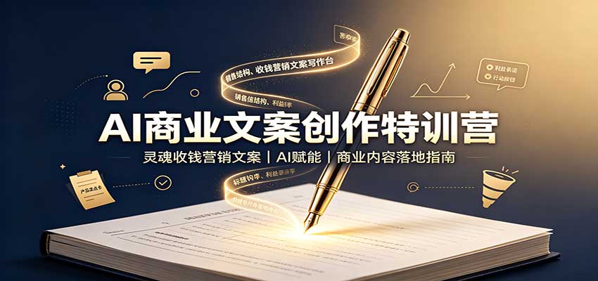 AI商业文案创作特训营：灵魂收钱营销文案，AI赋能，商业内容落地指南