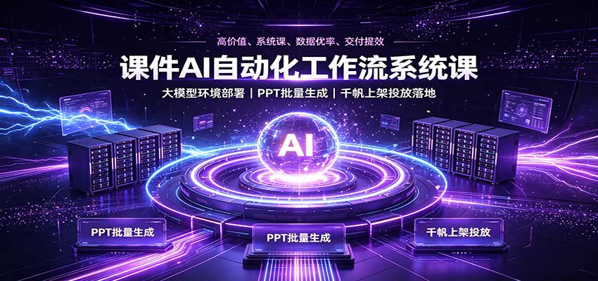 课件AI自动化工作流系统课：大模型环境部署，PPT批量生成，千帆上架投放落地