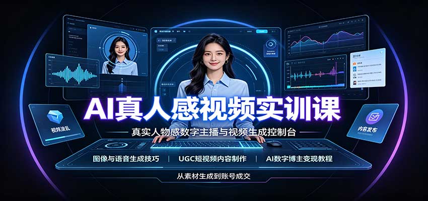 AI真人感视频实训课：图像语音生成，UGC内容制作，AI数字博主变现教程