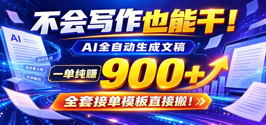 AI副业天花板：全自动出文，一单600+，免费接单群，小白当天上手收米